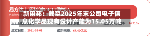 新宙邦：截至2025年末公司电子信息化学品现有设计产能为15.05万吨