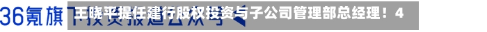 王晓平提任建行股权投资与子公司管理部总经理！47万亿大行中层大轮岗-第3张图片