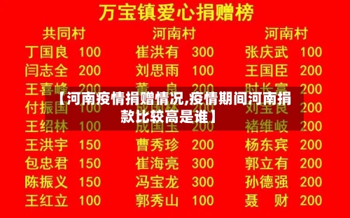 【河南疫情捐赠情况,疫情期间河南捐款比较高是谁】-第3张图片