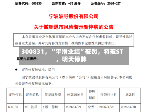 300831，“平滑业绩	”被罚	，将被ST，明天停牌-第2张图片